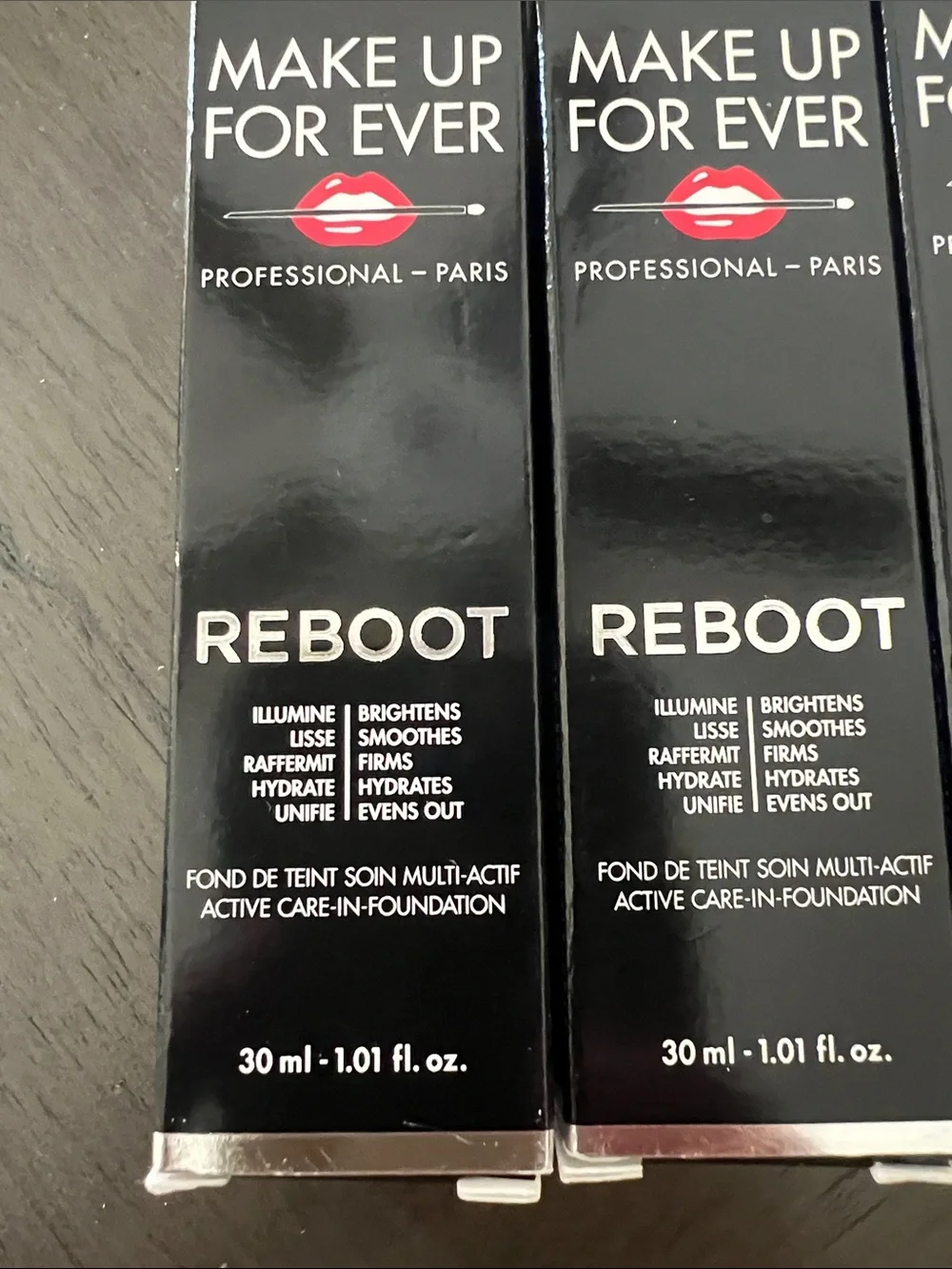 Make Up For Ever Reboot Foundation - Black Packaging  set of 3 Shade Y434